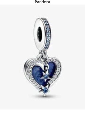 PANDORA Celestial Shooting Star Heart Double Dangle Charm
